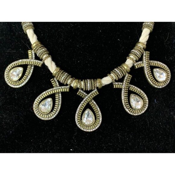 π 2/$30 π Banana Republic Tear Drop Gemstones, Bronze Closure Rope Necklace - Picture 2 of 6